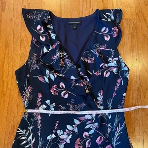 Banana Republic Navy Floral Faux Wrap Ruffle Maxi Dress